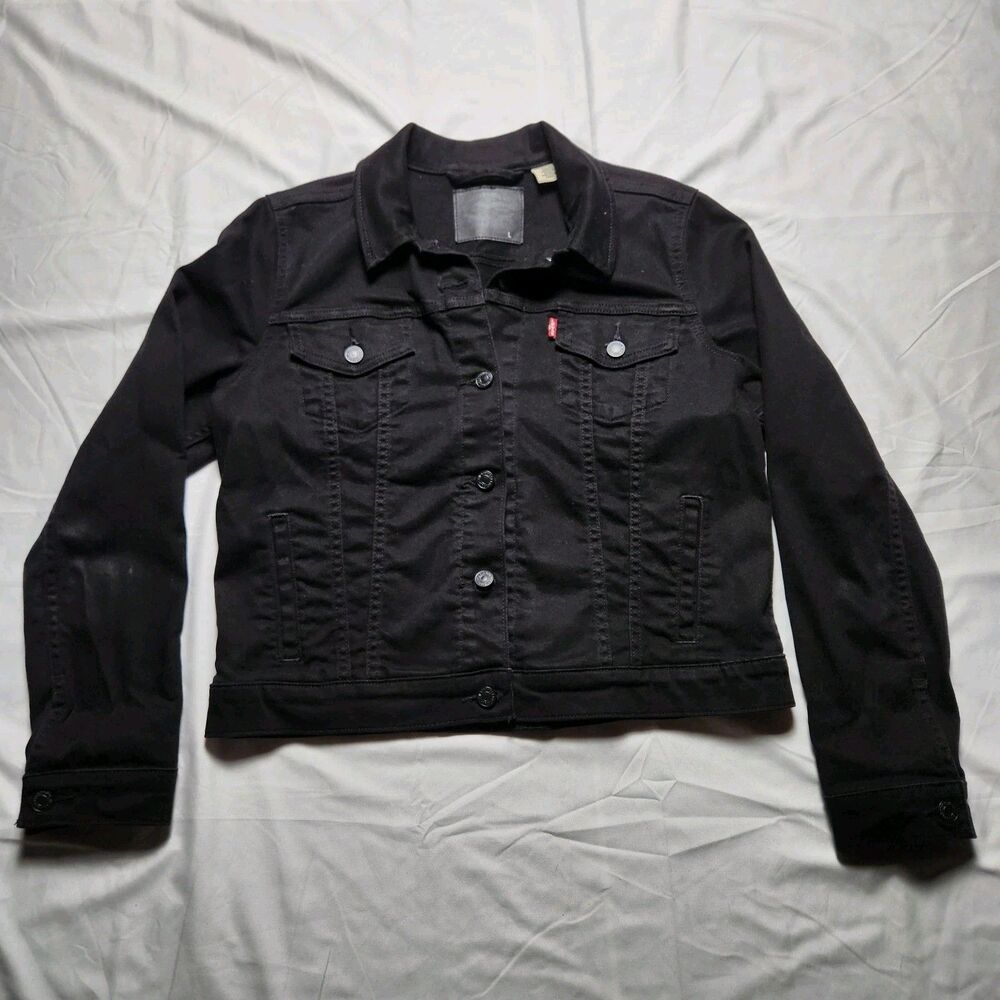 Levi's Women's Large Denim Jacket Original Trucker Red Tab Black